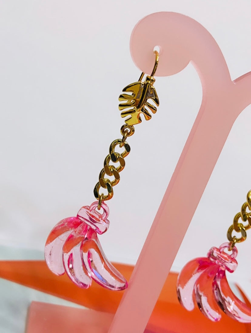 Aretes bananas rosas