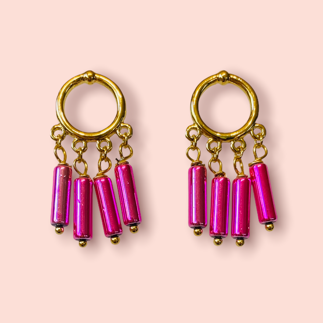 Aretes Rosa Neón